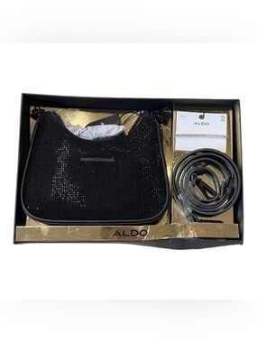 NWT ALDO  GIFT Purse SET Black Rhinestone Shoulder Chain Bag Crossbody bracelet